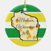 Madison, Wisconsin Kaas Hoofd Kerst Keepsake Keramisch Ornament (Achterkant)