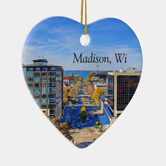 Madison, Wisconsin Kaas Hoofd Kerst Keepsake Keramisch Ornament (Rechts)