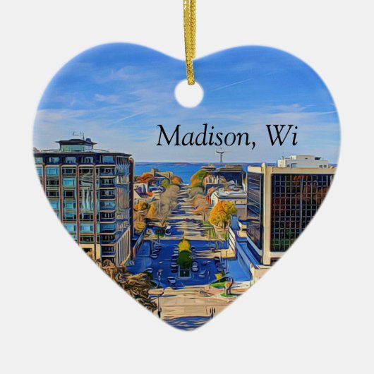 Madison, Wisconsin Kaas Hoofd Kerst Keepsake Keramisch Ornament (Voorkant)