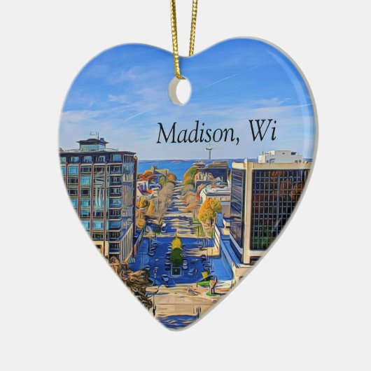Madison, Wisconsin Kaas Hoofd Kerst Keepsake Keramisch Ornament (Links)