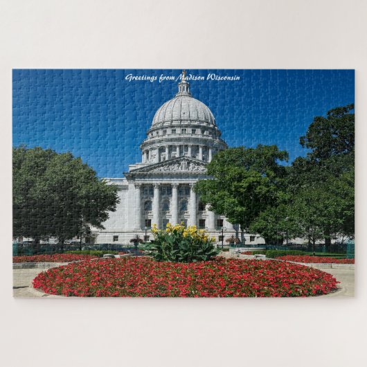 Madison Wisconsin. Kerstgroet Jigzaag Puzz Legpuzzel (Horizontaal)