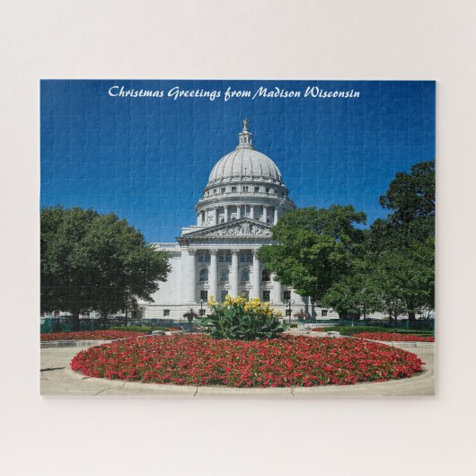Madison Wisconsin. Kerstgroet Jigzaag Puzz Legpuzzel (Horizontaal)