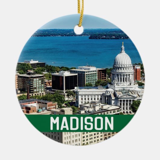 Madison Wisconsin Memento Foto Keramisch Ornament (Voorkant)