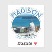 Madison Wisconsin met bijschrift en foto van het m Sticker (Vel)