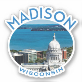 Madison Wisconsin met bijschrift en foto van het m Sticker