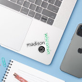 Madison Wisconsin Modern Geometric Sticker (Laptop met iPhone)