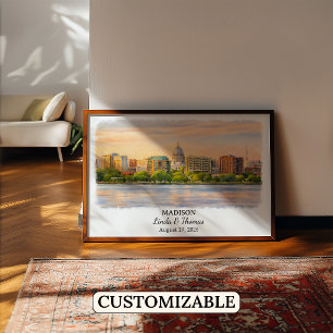 Madison Wisconsin Poster, Aquarel, Op Maat Poster