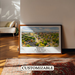 Madison Wisconsin Poster, Aquarel, Op Maat Poster
