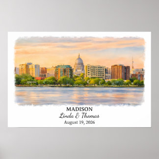 Madison Wisconsin Poster, Watercolor, Custom Poster