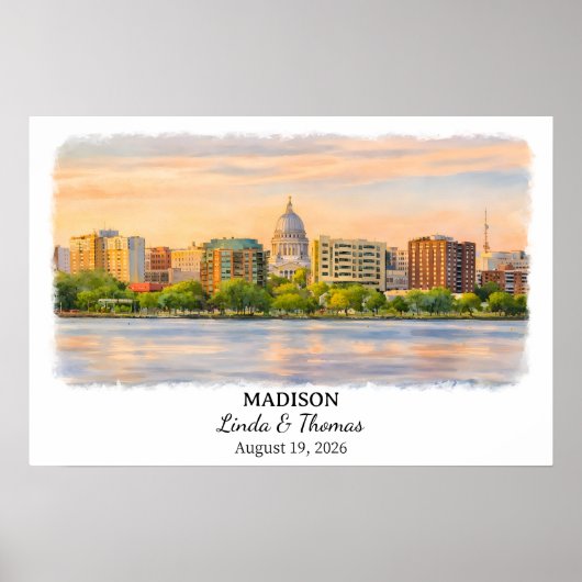 Madison Wisconsin Poster, Watercolor, Custom Poster (Voorkant)