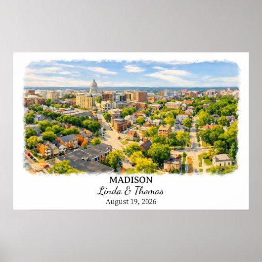 Madison Wisconsin Poster, Watercolor, Custom Poster (Voorkant)