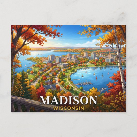Madison Wisconsin Reizen Briefkaart (Voorkant)