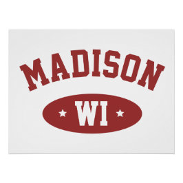 Madison Wisconsin Retro Sportieve Typografie Muurk Perfect Poster