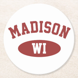 Madison Wisconsin Retro Sportieve Typografie Onder Ronde Kartonnen Onderzetter
