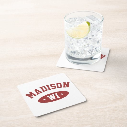 Madison Wisconsin Retro Sporty Typography Coaster  Kartonnen Onderzetters (Insitu)