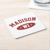 Madison Wisconsin Retro Sporty Typography Coaster  Kartonnen Onderzetters (Schuin)