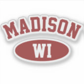 Madison, Wisconsin Retro Typography Vinyl Sticker (Voorkant)