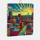 Madison, Wisconsin Skyline bij zonsondergang Keramisch Ornament (Rechts)