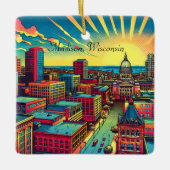 Madison, Wisconsin Skyline bij zonsondergang Keramisch Ornament (Voorkant)