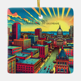 Madison, Wisconsin Skyline bij zonsondergang Keramisch Ornament