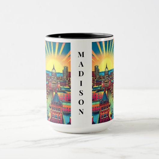 Madison, Wisconsin Skyline bij zonsondergang Mok (Midden)