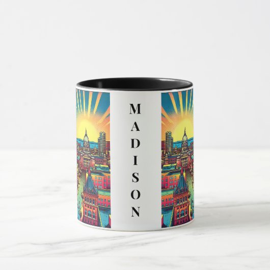 Madison, Wisconsin Skyline bij zonsondergang Mok (Midden)