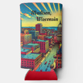 Madison, Wisconsin Skyline bij zonsondergang Seltzer Blikjeskoeler (Achterkant)