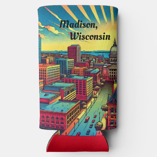 Madison, Wisconsin Skyline bij zonsondergang Seltzer Blikjeskoeler (Achterkant)