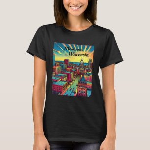 Madison, Wisconsin Skyline bij zonsondergang T-shirt