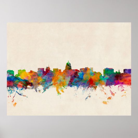 Madison Wisconsin Skyline Cityscape Poster (Voorkant)