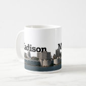 Madison Wisconsin Skyline met Madison in de Sky Koffiemok (Voorkant links)