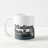 Madison Wisconsin Skyline met Madison in de Sky Koffiemok (Links)