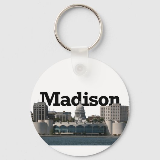 Madison Wisconsin Skyline met Madison in de Sky Sleutelhanger (Voorkant)