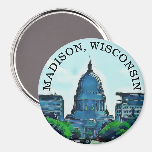 Madison, Wisconsin Souvenir Magnet (Voorkant / Achterkant)