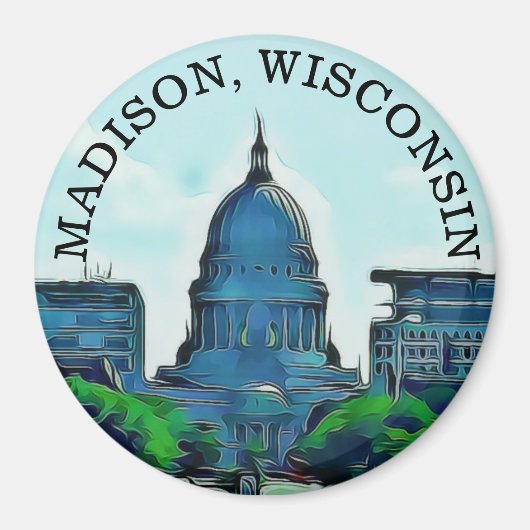 Madison, Wisconsin Souvenir Magnet (Voorkant)