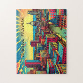 Madison, Wisconsin Stadssilhouet bij zonsondergang Legpuzzel (Verticaal)