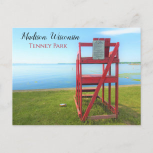 Madison, Wisconsin Tenney Park Red Lifeguard Chair Briefkaart