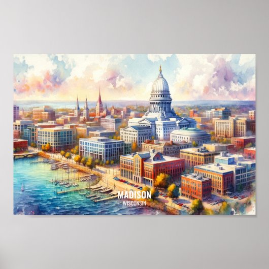 Madison Wisconsin Travel Places waterverf Poster (Voorkant)