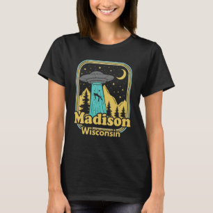 Madison Wisconsin Ufo Alien 80s Retro State Pride T-shirt