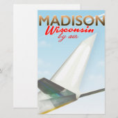 Madison Wisconsin USA  flight poster Briefpapier (Voorkant / Achterkant)