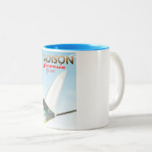 Madison Wisconsin USA  flight poster Tweekleurige Koffiemok (Voorkant rechts)