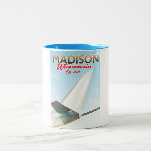 Madison Wisconsin USA  flight poster Tweekleurige Koffiemok (Center)