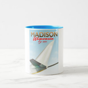 Madison Wisconsin USA Vintage vluchtposter Tweekleurige Koffiemok