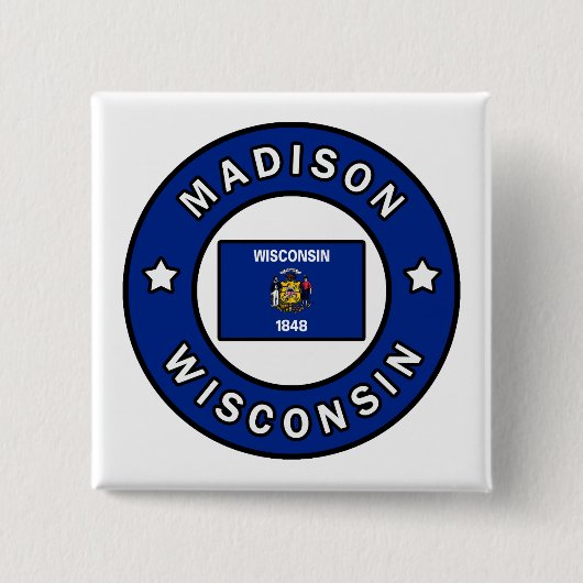 Madison Wisconsin Vierkante Button 5,1 Cm (Voorkant)