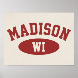 Madison, Wisconsin Vintage Sportieve Stijl Poster