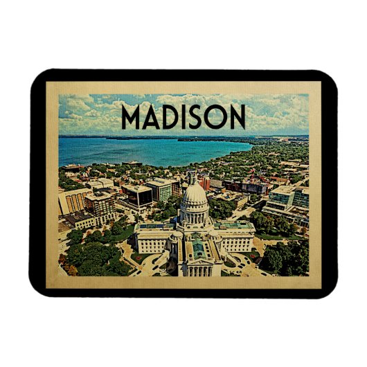 Madison Wisconsin Vintage Travel Magneet (Horizontaal)