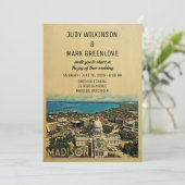 Madison Wisconsin Wedding Invitation Vintage Kaart (Staand voorkant)