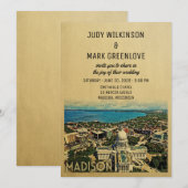 Madison Wisconsin Wedding Invitation Vintage Kaart (Voorkant / Achterkant)