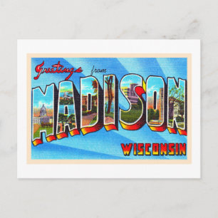 Madison Wisconsin WI Vintage Large Letter Briefkaa Briefkaart