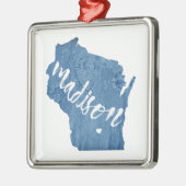 Madison, Wisconsin Wood Grain Metalen Ornament (Links)